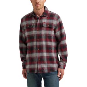 Wrangler Authentics Men’s Long Sleeve Flannel Shirt Jacket(Syrah Plaid)