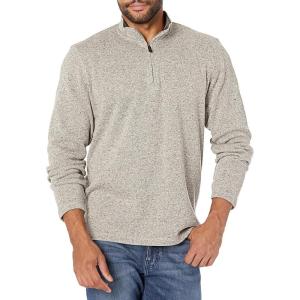 Wrangler Authentics Men’s Long Sleeve Fleece Quarter-Zip(Light Heather Gray)