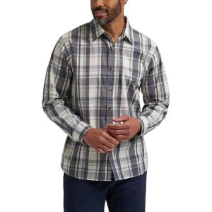 Wrangler Authentics Men’s Long Sleeve Plaid Woven Shirt(Iron Gate Plaid)