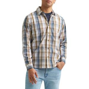 Wrangler Authentics Men’s Long Sleeve Plaid Woven Shirt(Orion Blue Plaid)