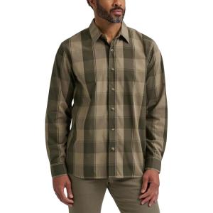 Wrangler Authentics Men’s Long Sleeve Plaid Woven Shirt(Otter Plaid)