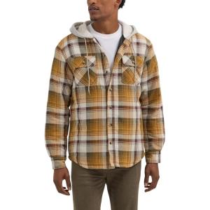 Wrangler Authentics Men’s Long Sleeve Quilted Lined Flannel Shirt Jacket with Hood(Golden Brown)