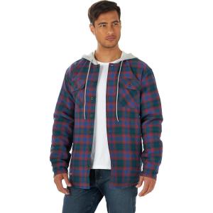 Wrangler Authentics Men’s Long Sleeve Quilted Lined Flannel Shirt Jacket with Hood(Limoges)