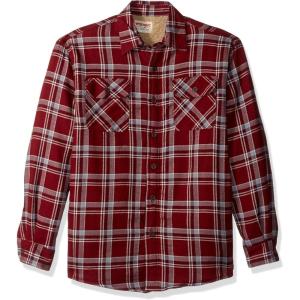 Wrangler Authentics Mens Long Sleeve Sherpa Lined Shirt Jacket(Pomegranate)