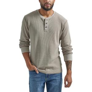 Wrangler Authentics Men’s Long Sleeve Waffle Henley(Pumice Stone)