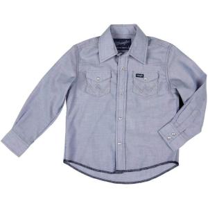 Wrangler Boy’s Long Sleeve White Snap Shirt(Blue Chambray)
