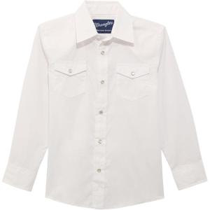 Wrangler Boy’s Long Sleeve White Snap Shirt(White)