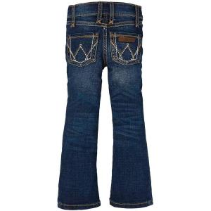 Wrangler Girls Dark Wash Medium Blue Boot Cut Jeans(Blue)