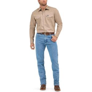 Wrangler Men’s Cowboy Cut Western Chambray Snap Long Sleeve Work Shirt(Rawhide)