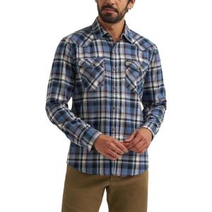 Wrangler Mens Iconic Denim Regular Fit Snap Shirt(Midnight Navy)