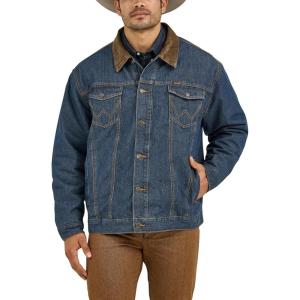 Wrangler Mens Western Style Lined Denim Jackets, Denim/Blanket, Large US