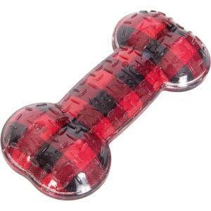 Wrangler TPR Bone Dog Toy – Medium, Scented Chew for Moderate Chewers – Durable Rubber – Easy Clean (Tan, Peanut Butter)(Red)