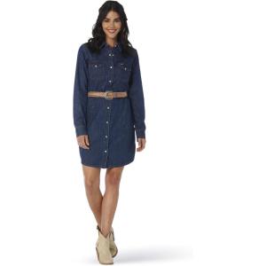 Wrangler Women’s Denim Snap Dress(Dark Denim)