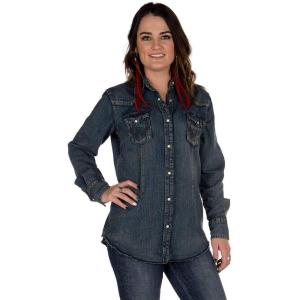 Wrangler Women’s Vintage Denim Snap Shirt(Denim)