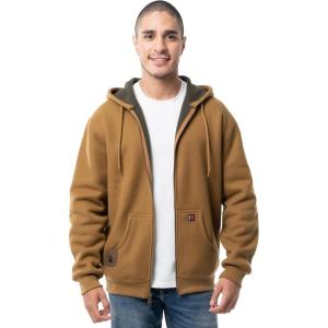 Wrangler mens Thermal Sherpa Zip Hoodie(Duck Heather Brown/Dark Brown)