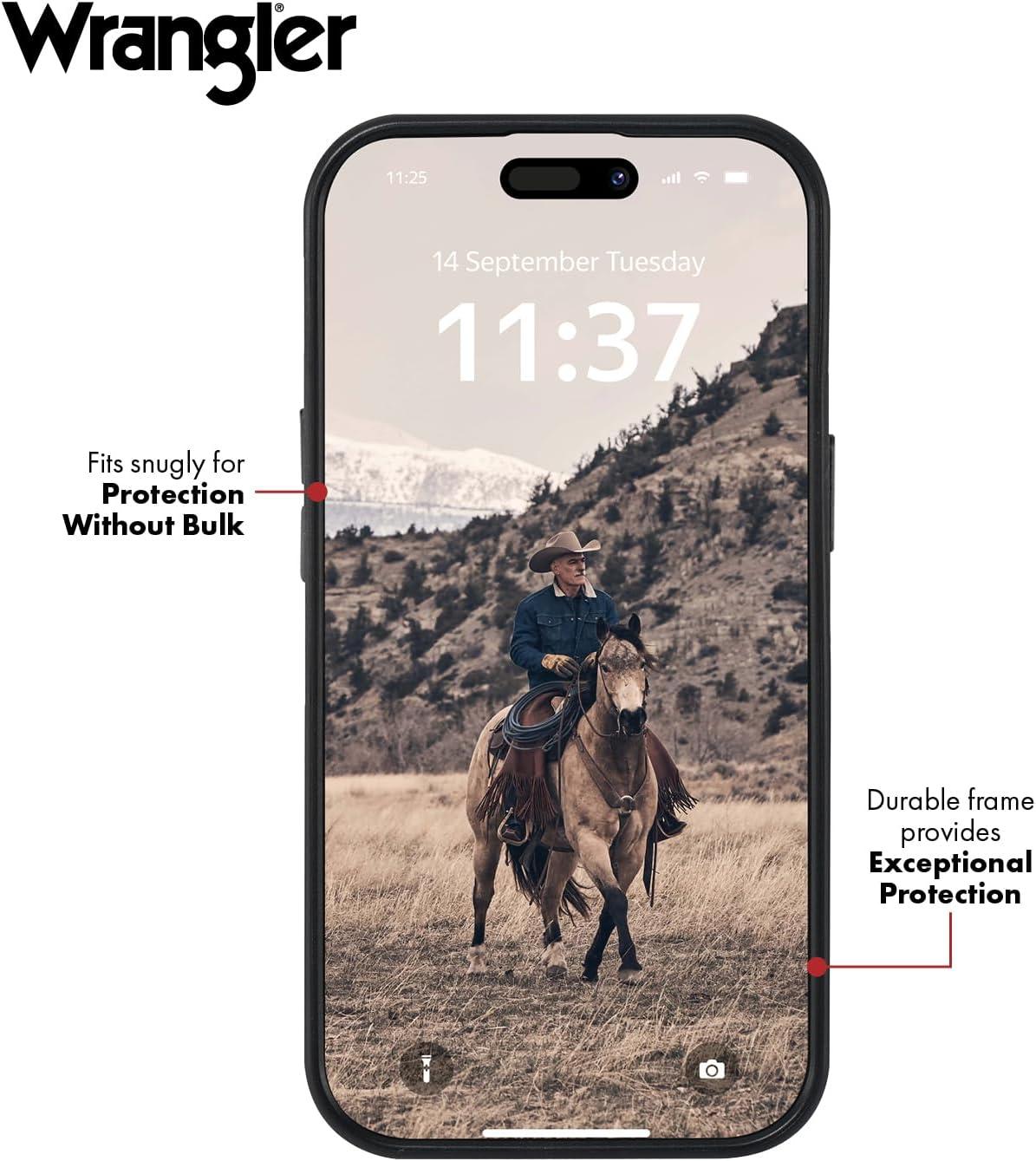imageWITHit Wrangler Denim Heritage Phone Case for iPhone 1515 Pro15 Pro Max Card Holder with Leather Accents iPhone 15 Pro Max