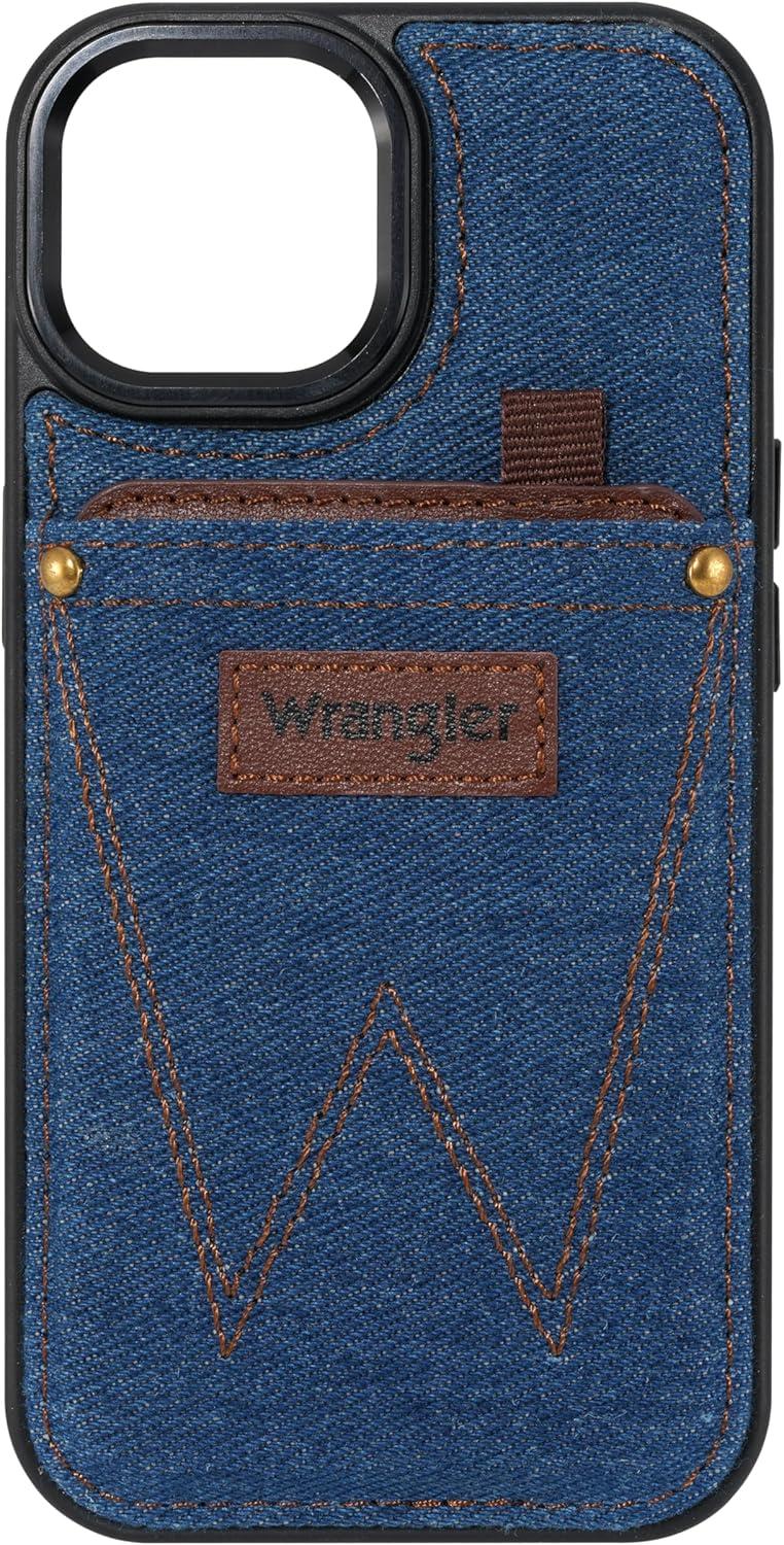 imageWITHit Wrangler Denim Heritage Phone Case for iPhone 1515 Pro15 Pro Max Card Holder with Leather Accents iPhone 15 Pro Max