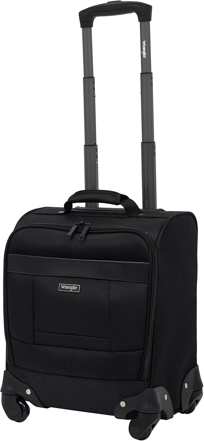 imageWrangler 17quot Underseat Spinner CarryOn Luggage MochaBlack