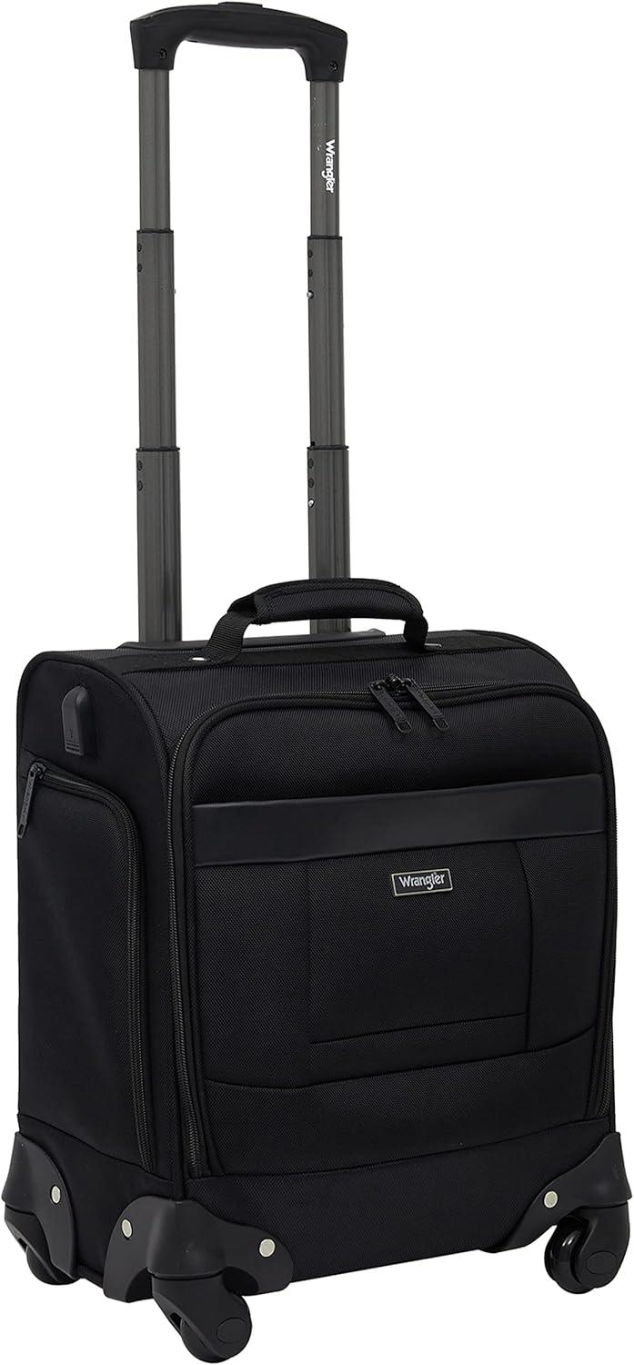 imageWrangler 17quot Underseat Spinner CarryOn Luggage MochaBlack