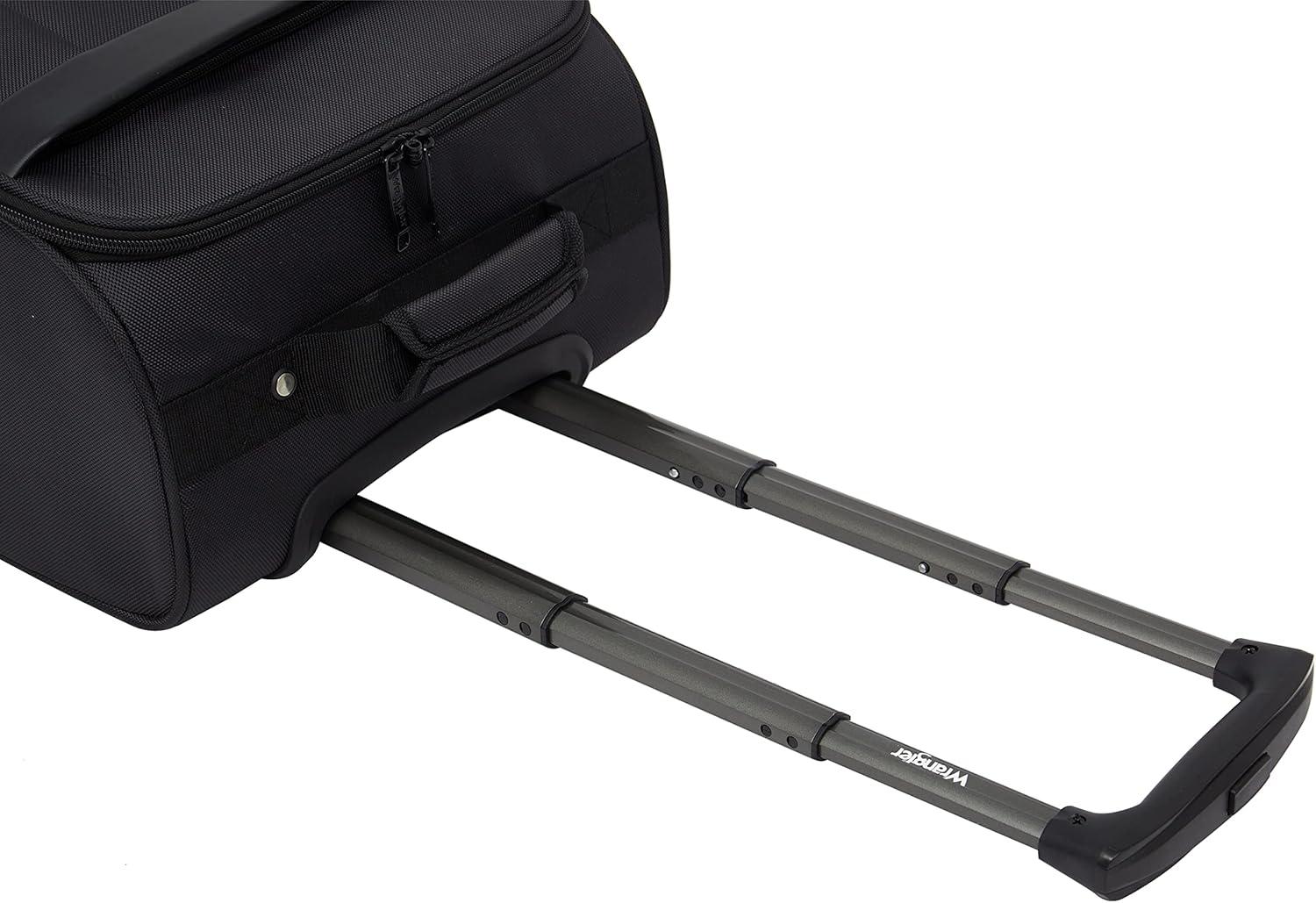 imageWrangler 17quot Underseat Spinner CarryOn Luggage MochaCharcoal