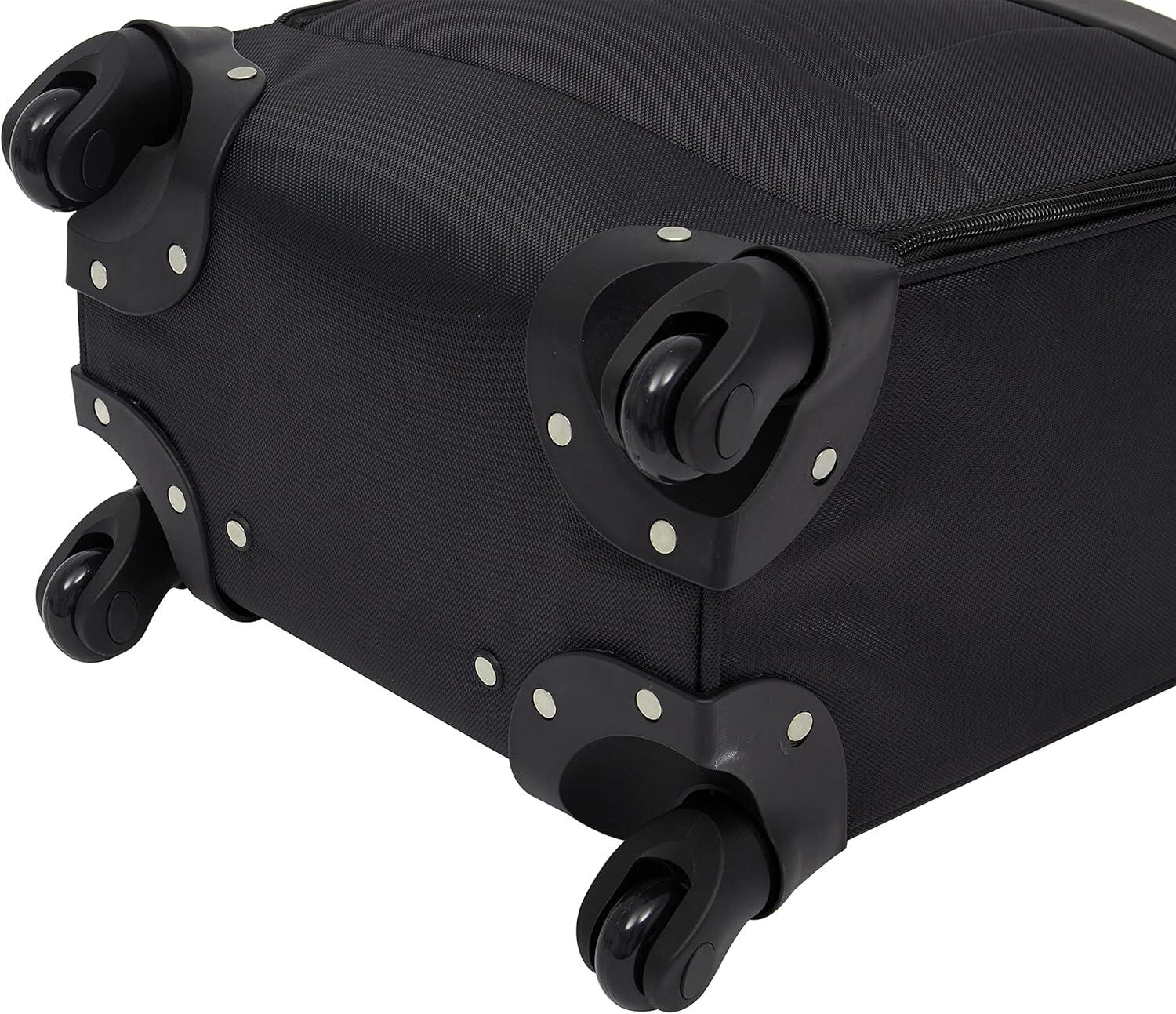 imageWrangler 17quot Underseat Spinner CarryOn Luggage MochaCharcoal