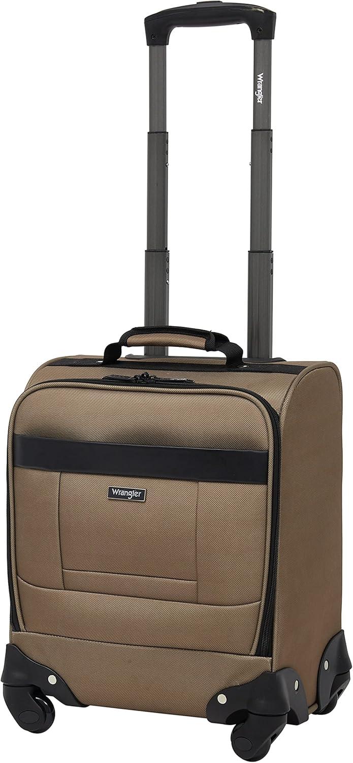 imageWrangler 17quot Underseat Spinner CarryOn Luggage MochaMocha