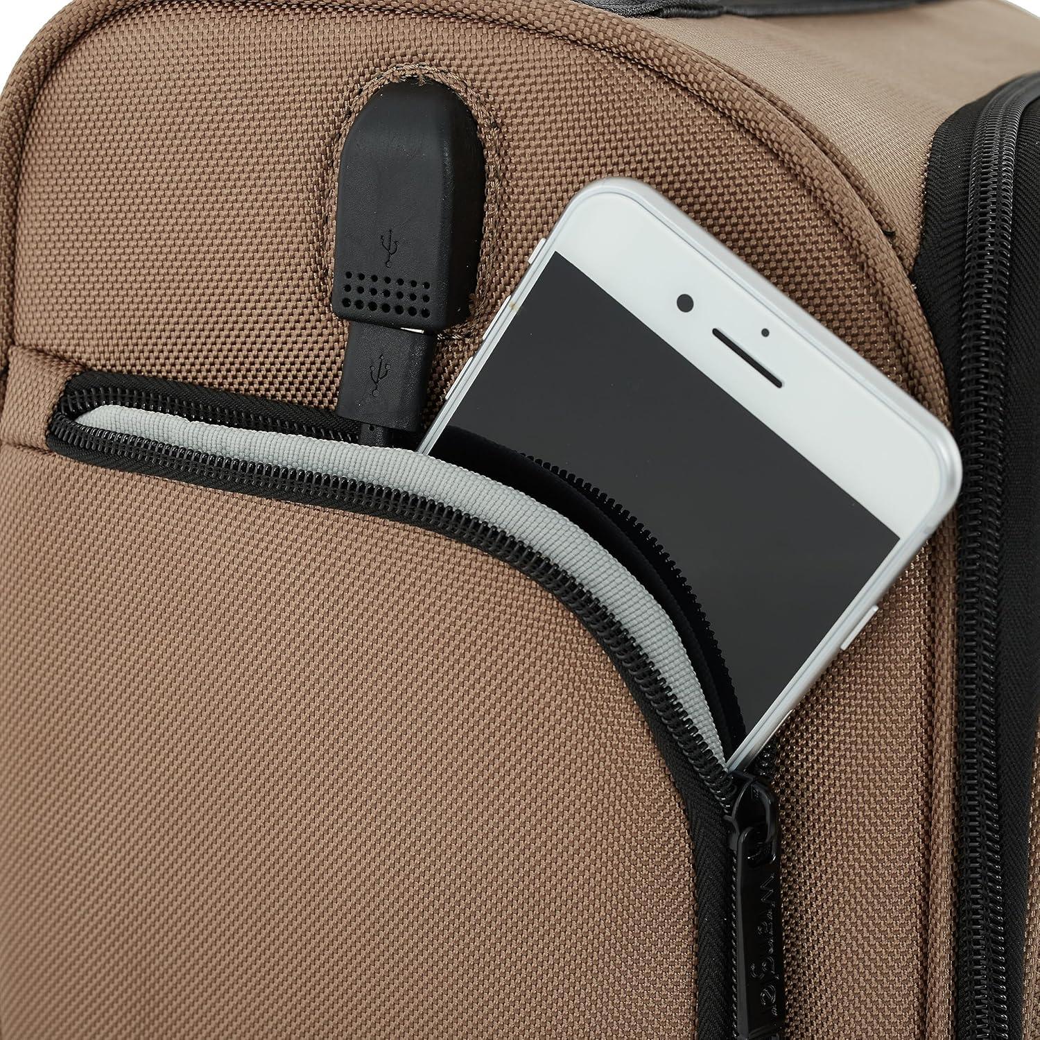 imageWrangler 17quot Underseat Spinner CarryOn Luggage MochaMocha