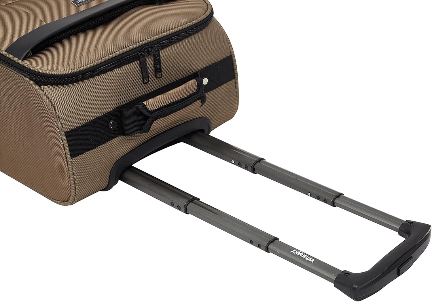 imageWrangler 17quot Underseat Spinner CarryOn Luggage MochaMocha