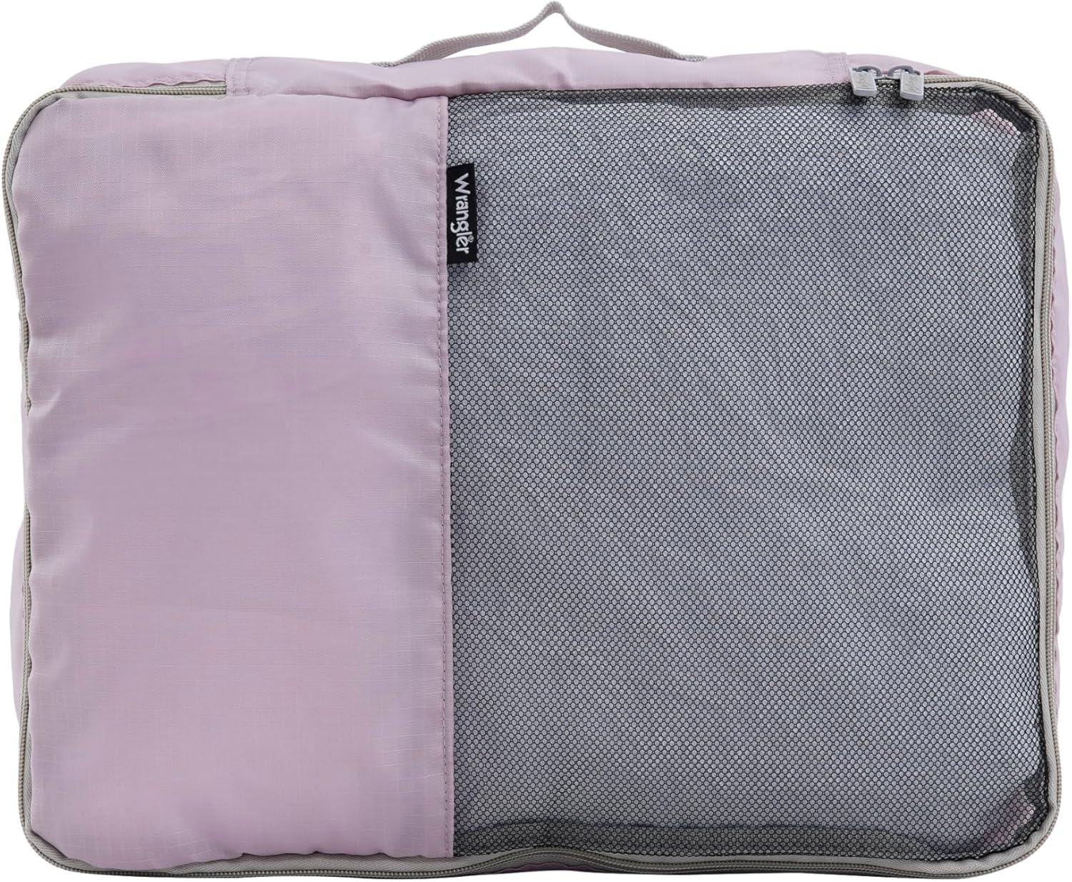 imageWrangler 4 Piece Miami Luggage and Packing Cubes Set Amber GoldBurnished Lilac