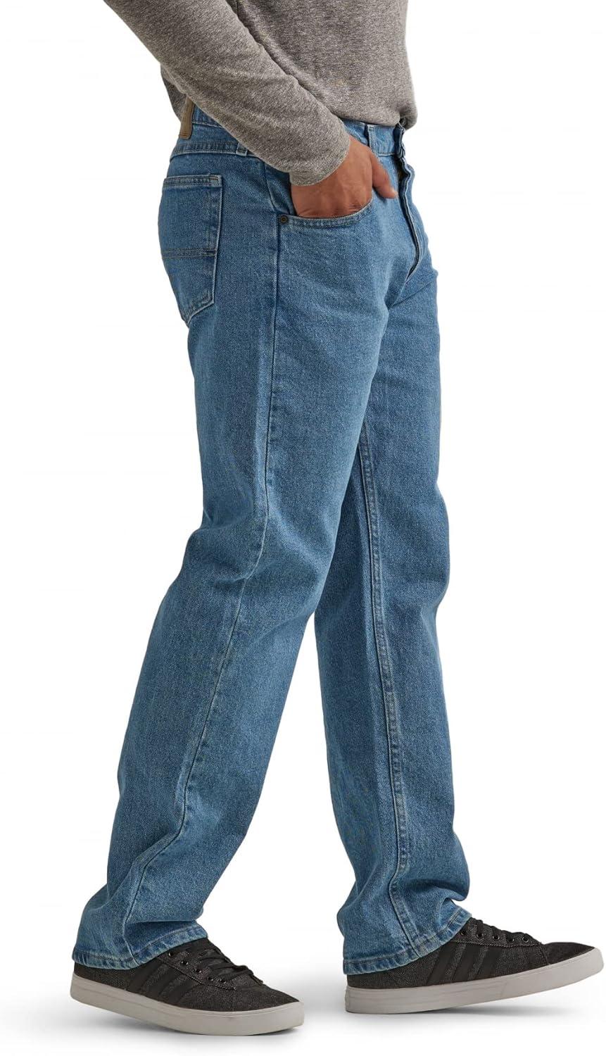 imageWrangler Authentics Mens Classic 5Pocket Relaxed Fit Flex JeanLight Stonewash Flex