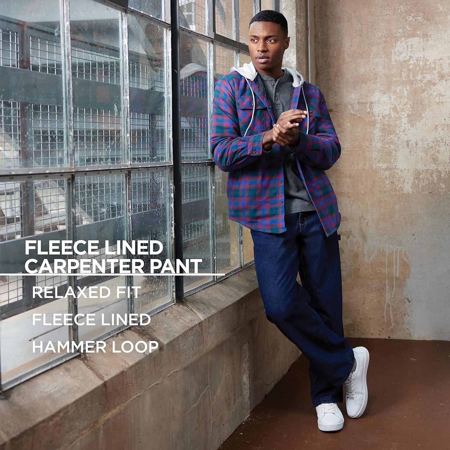 imageWrangler Authentics Mens Fleece Lined Carpenter PantAutumn Khaki