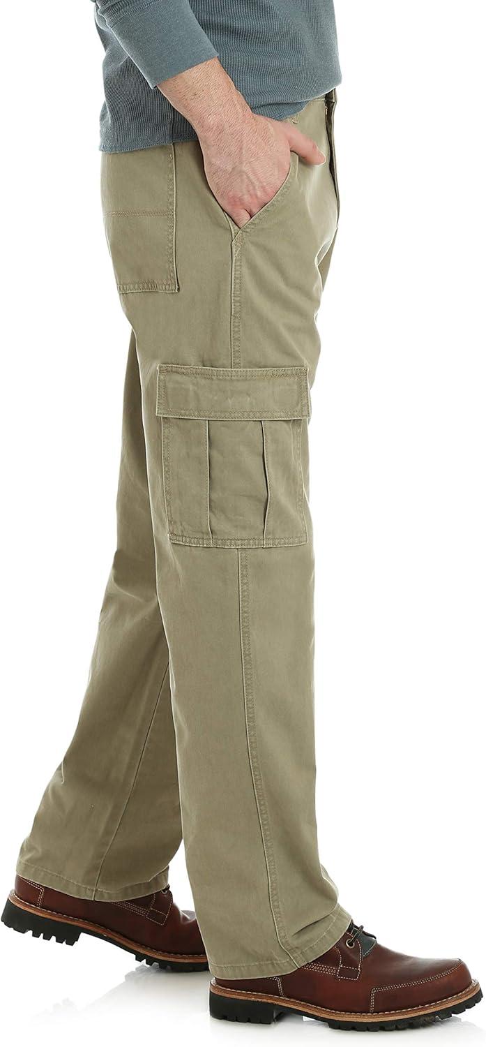 imageWrangler Authentics Mens Twill Relaxed Fit Cargo Pant LoganBritish Khaki Twill
