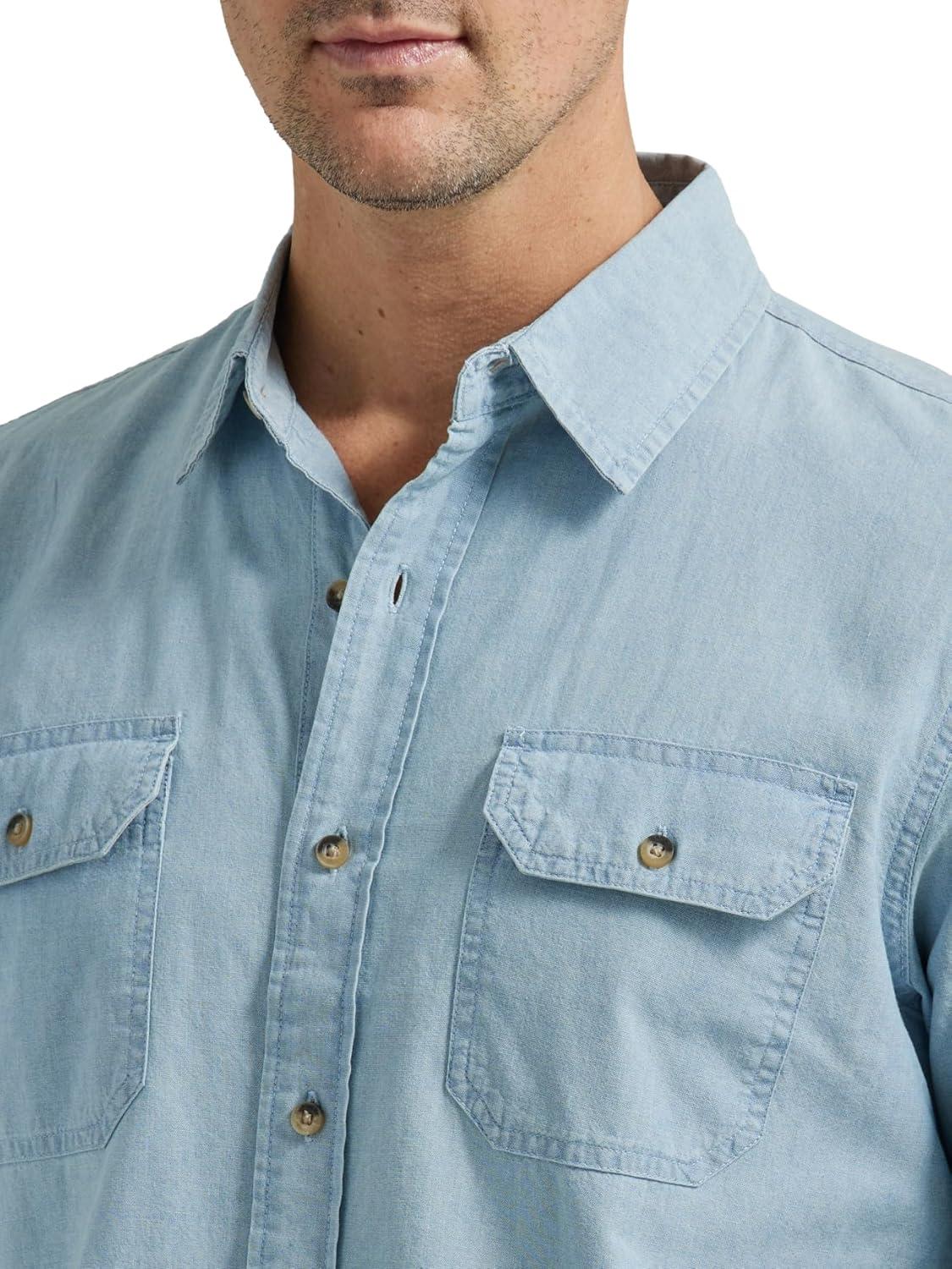 imageWrangler Authentics mens Short Sleeve Classic Woven ShirtLight Chambray