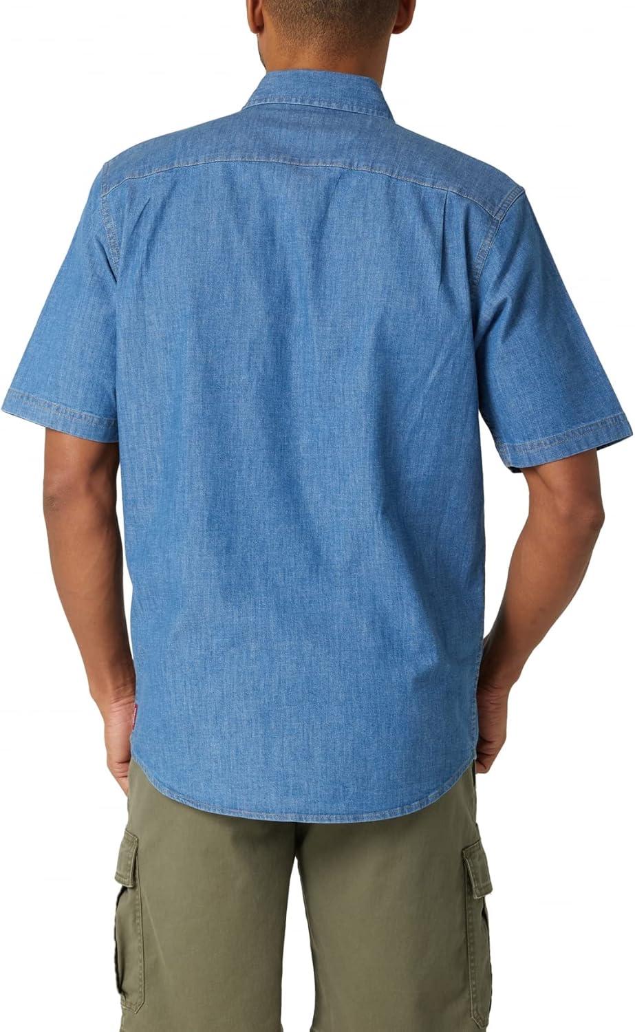 imageWrangler Authentics mens Short Sleeve Classic Woven ShirtMid Wash
