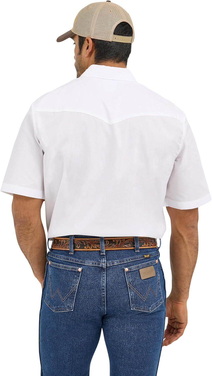 imageWrangler Black Sport Western Mens Collared Short Sleeve Snap Shirt 1071106BKWhite