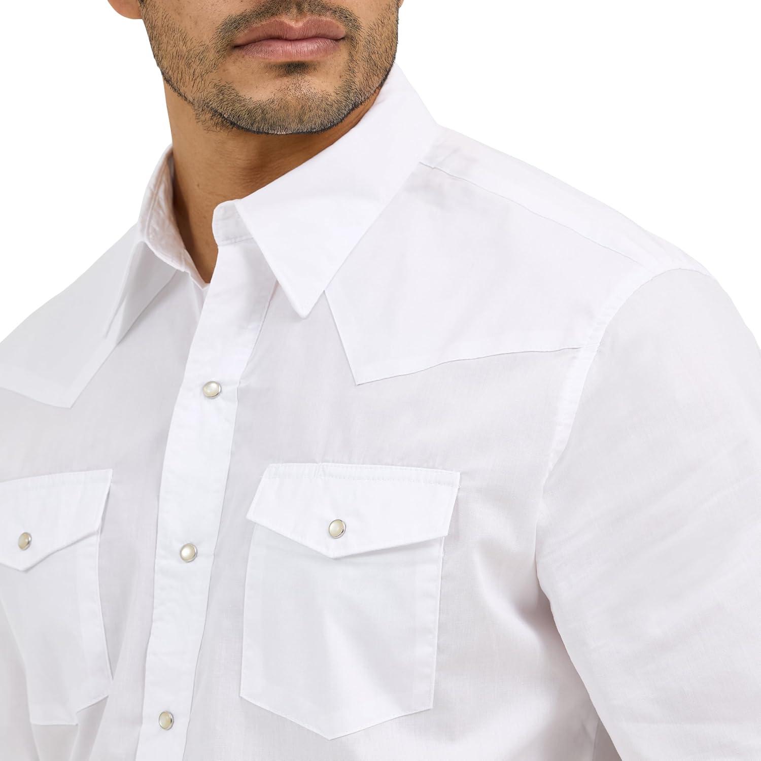imageWrangler Black Sport Western Mens Collared Short Sleeve Snap Shirt 1071106BKWhite