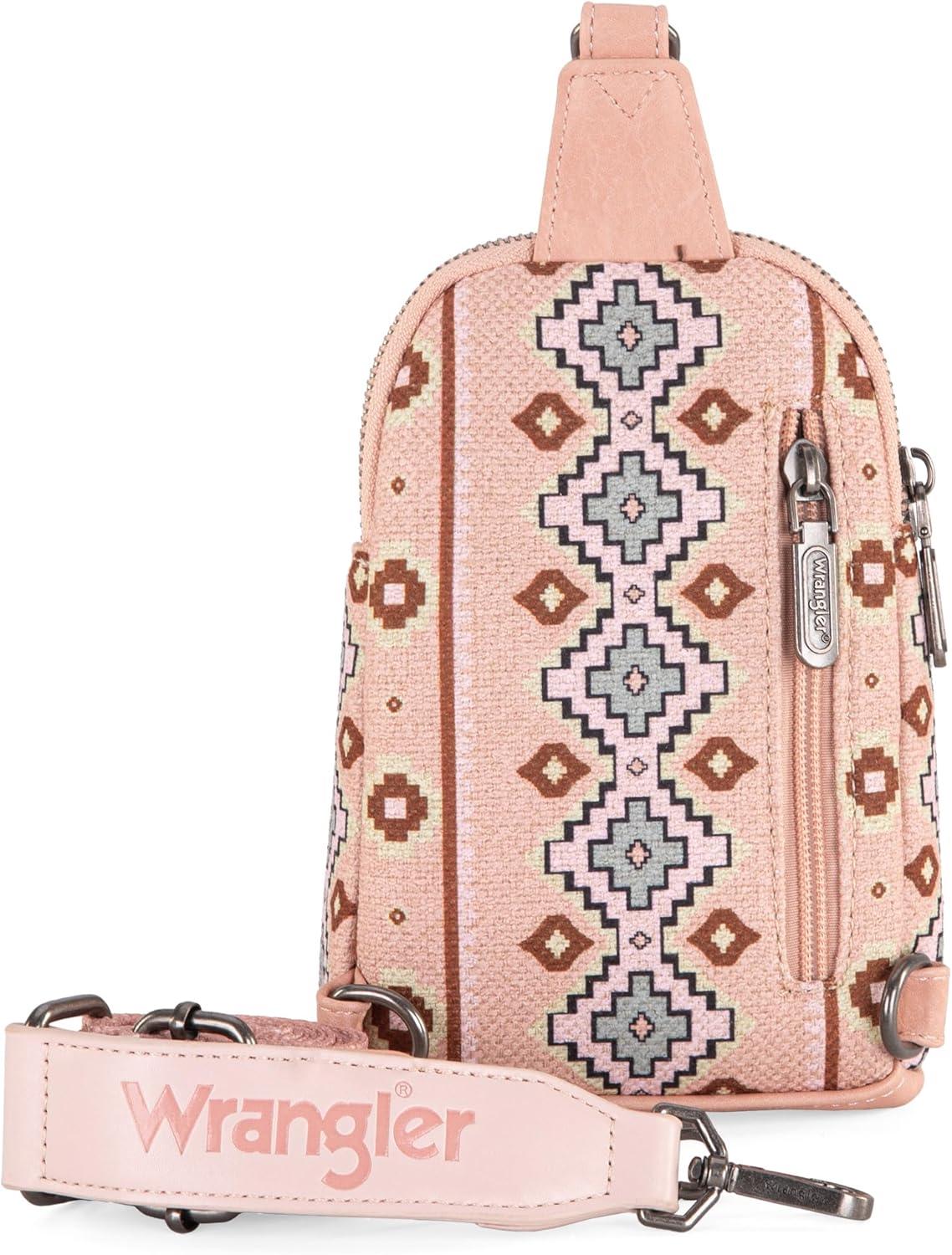 imageWrangler Crossbody Sling Bag for Women Fanny Packs Chest Bags for TravelVintageaztecpink