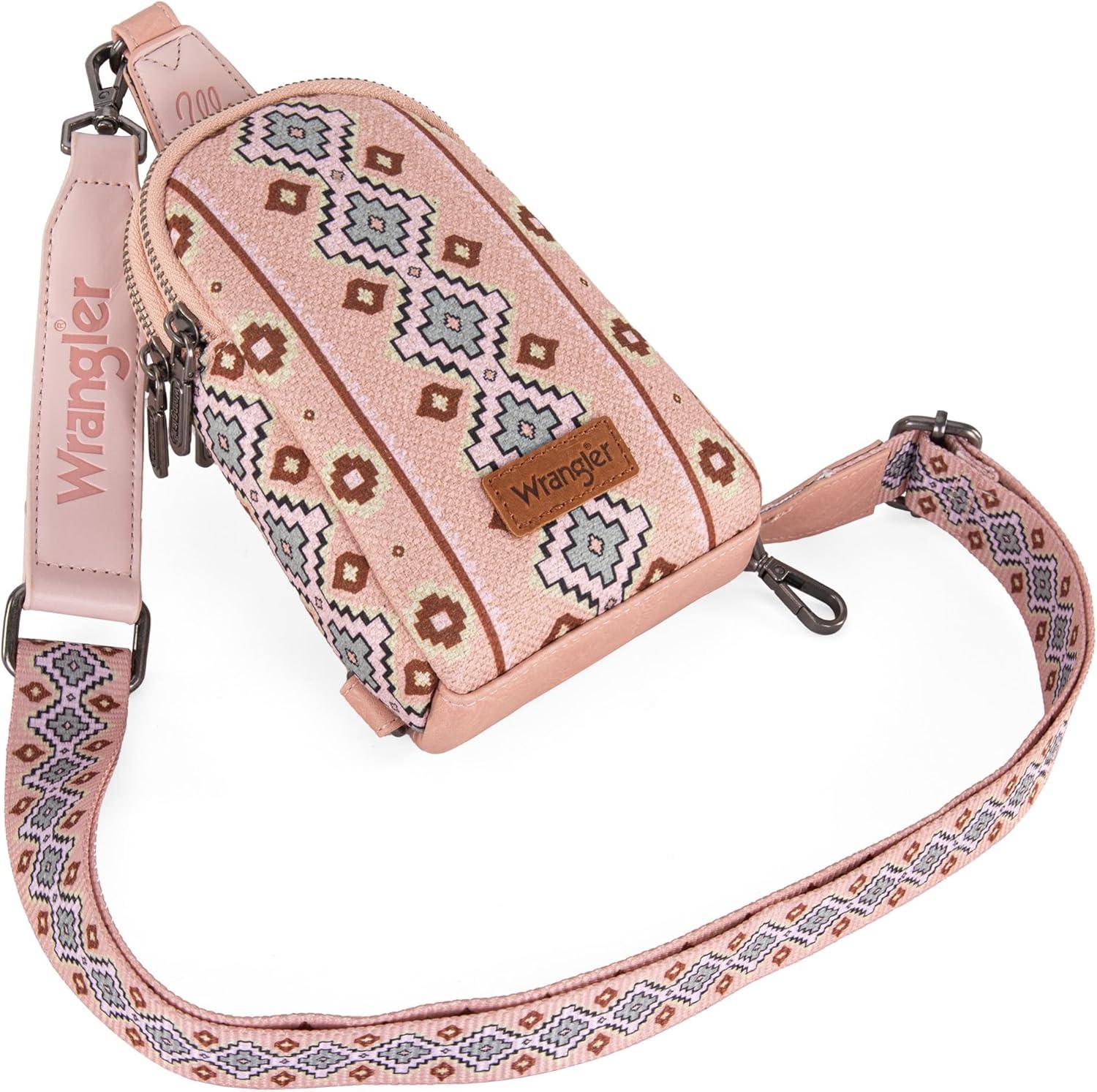 imageWrangler Crossbody Sling Bag for Women Fanny Packs Chest Bags for TravelVintageaztecpink