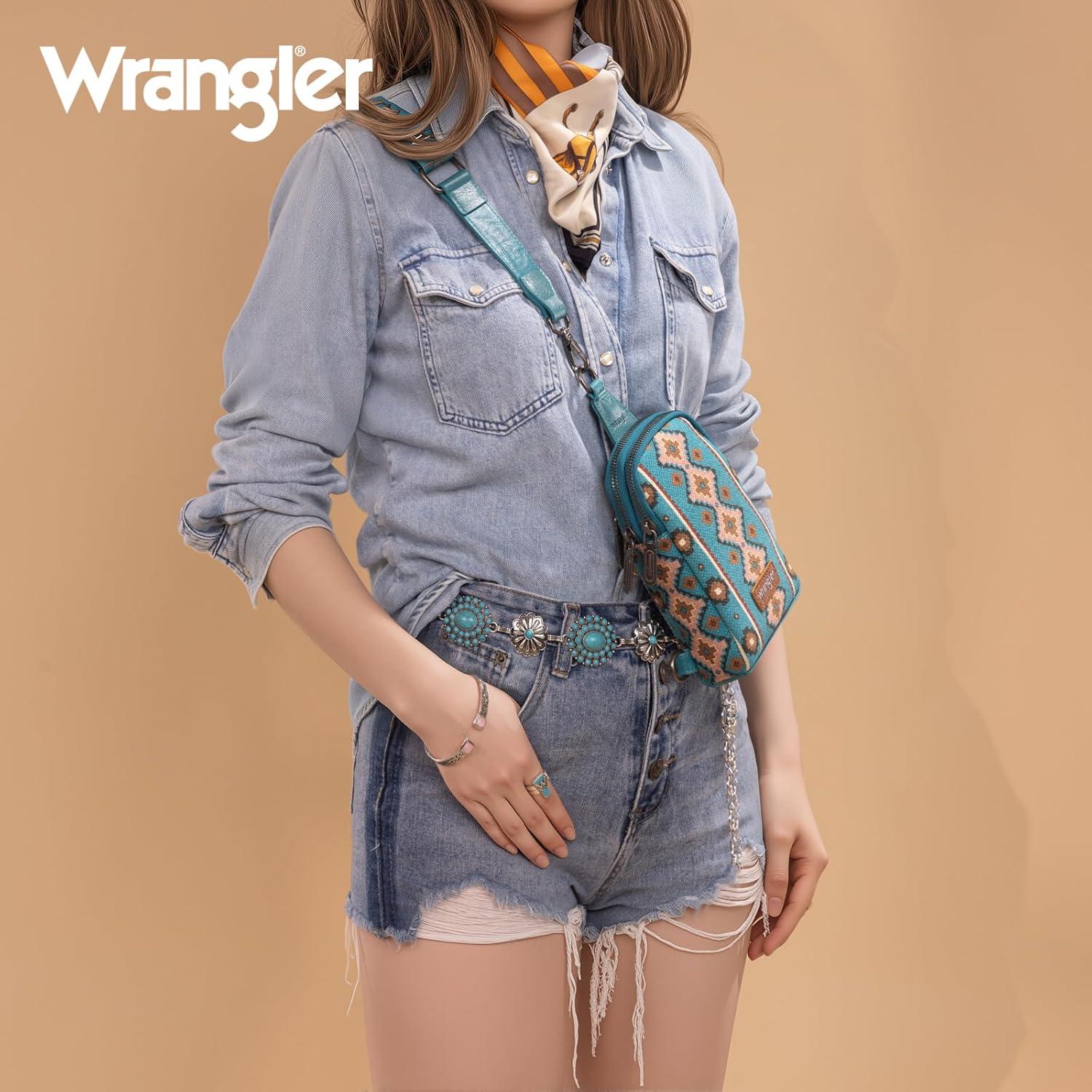 imageWrangler Crossbody Sling Bag for Women Fanny Packs Chest Bags for TravelVintagedrak Turquoise