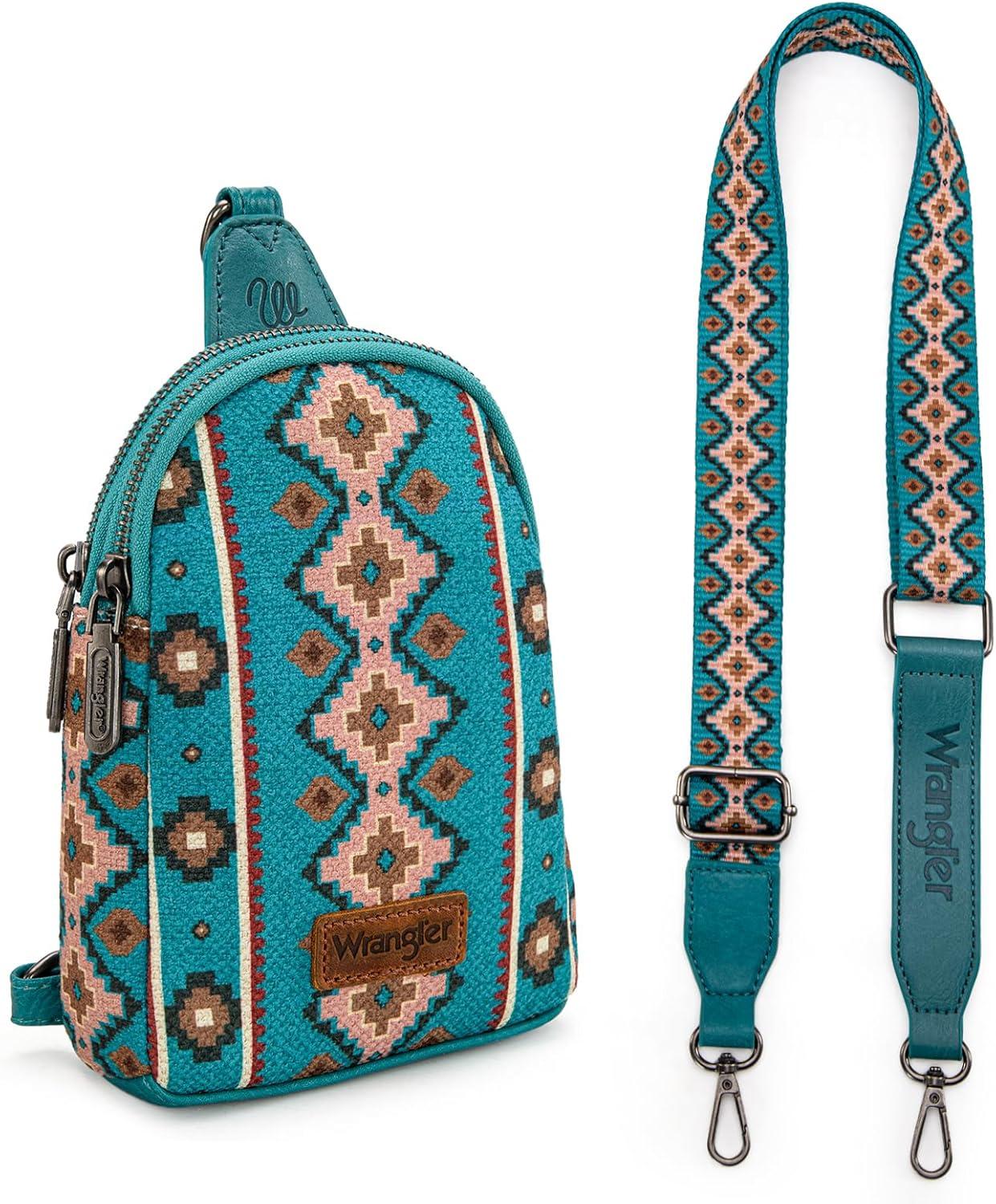imageWrangler Crossbody Sling Bag for Women Fanny Packs Chest Bags for TravelVintagedrak Turquoise
