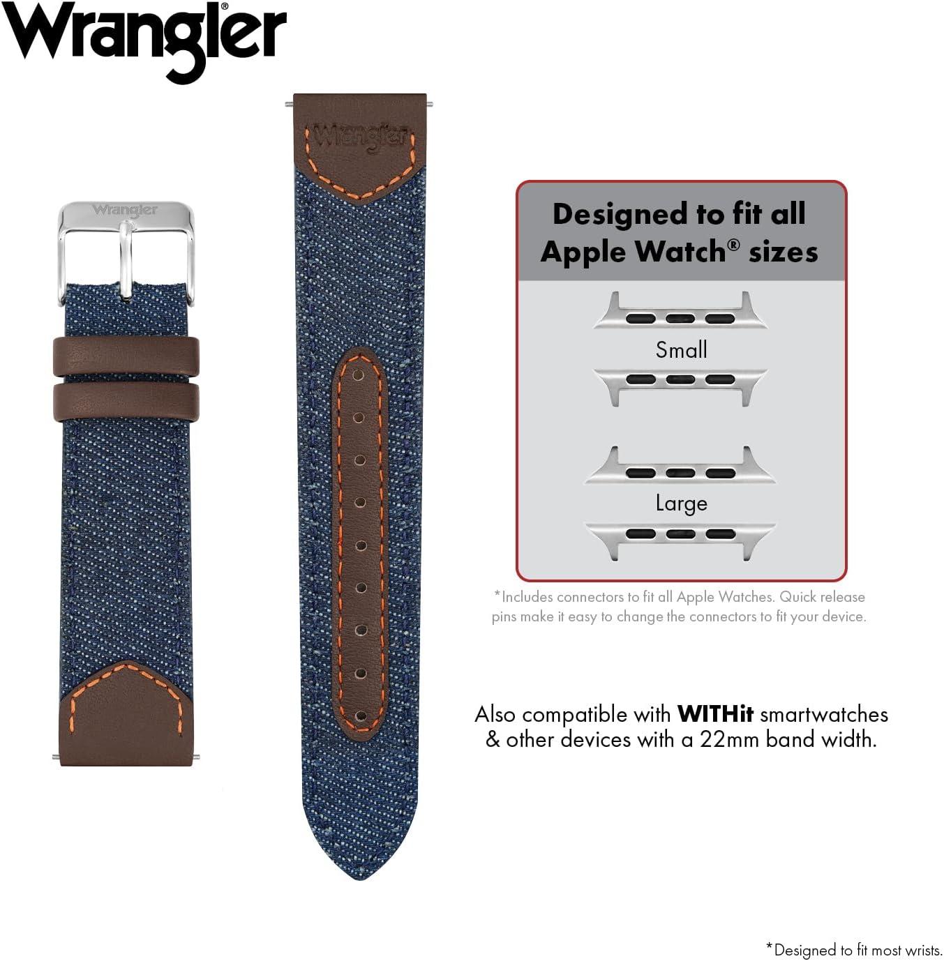 imageWrangler Denim ampamp Leather Band for Apple Watch Western Style Fits all Apple Watch Series and SizesDenim