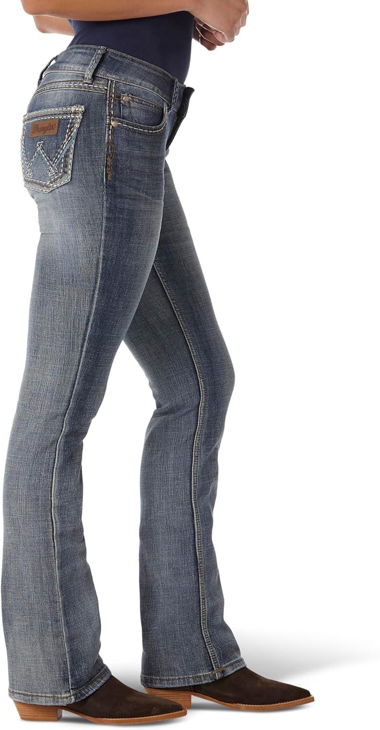 imageWrangler Ladies Retro Sadie Boot Cut JeansMedium Blue