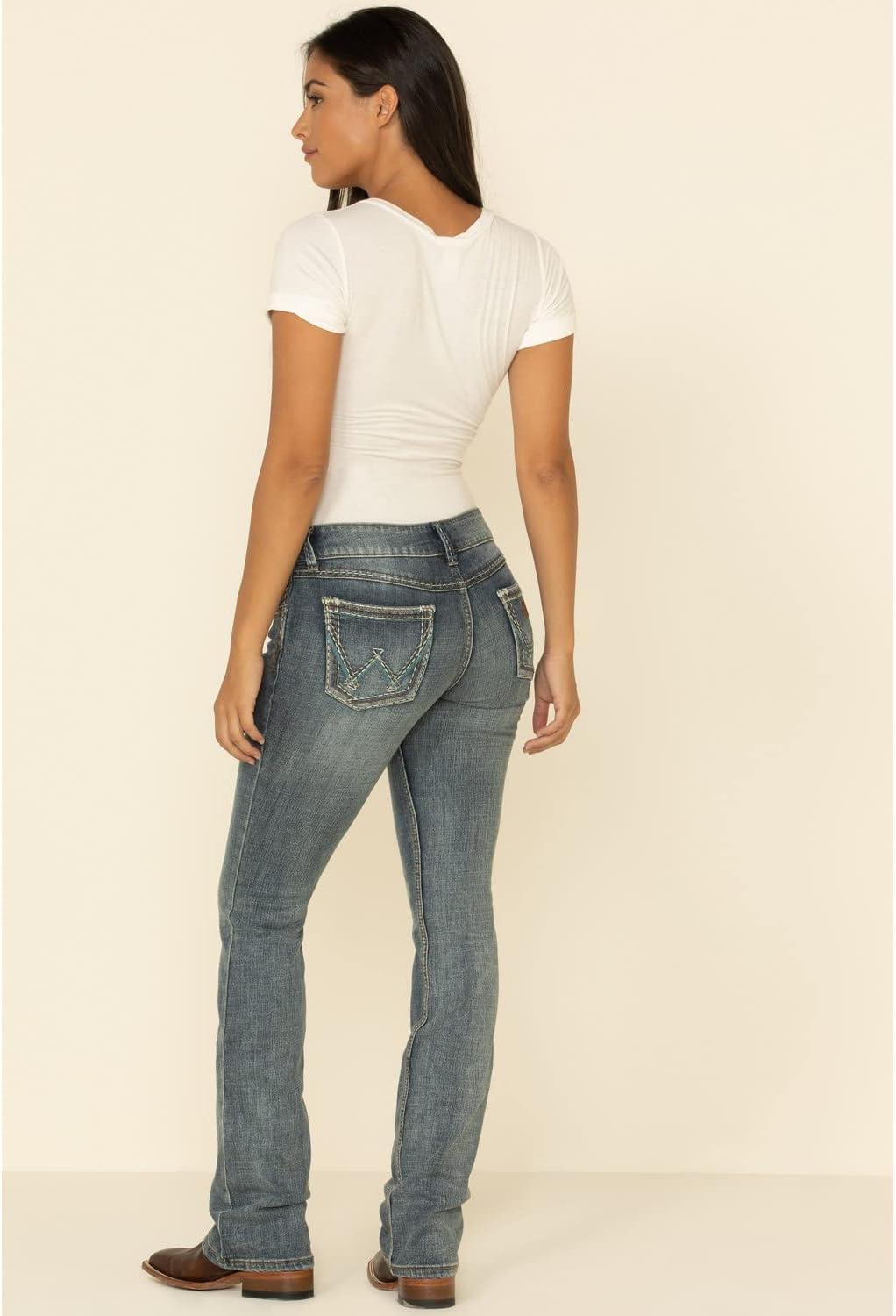 imageWrangler Ladies Retro Sadie Boot Cut JeansMid Wash