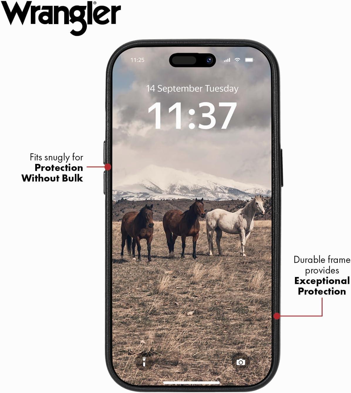 imageWrangler Leather Embroidered iPhone Case Western Star Compatible with iPhone Black 16 ProBlack