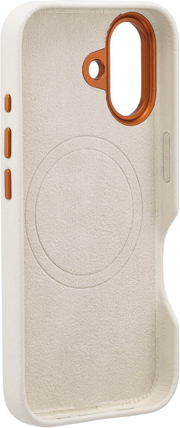 imageWrangler Leather Embroidered iPhone Case Western Star Compatible with iPhone Black 16 ProCream