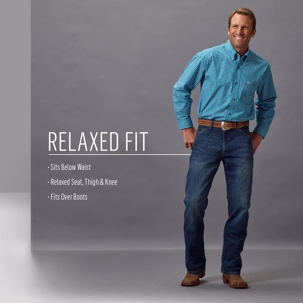 imageWrangler Mens 20X 01 Competition Relaxed Fit JeanRiver Wash