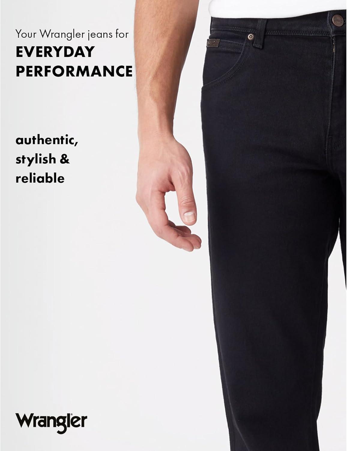 imageWrangler Mens 44 Slim Straight Light Wash JeansBlack Overdye