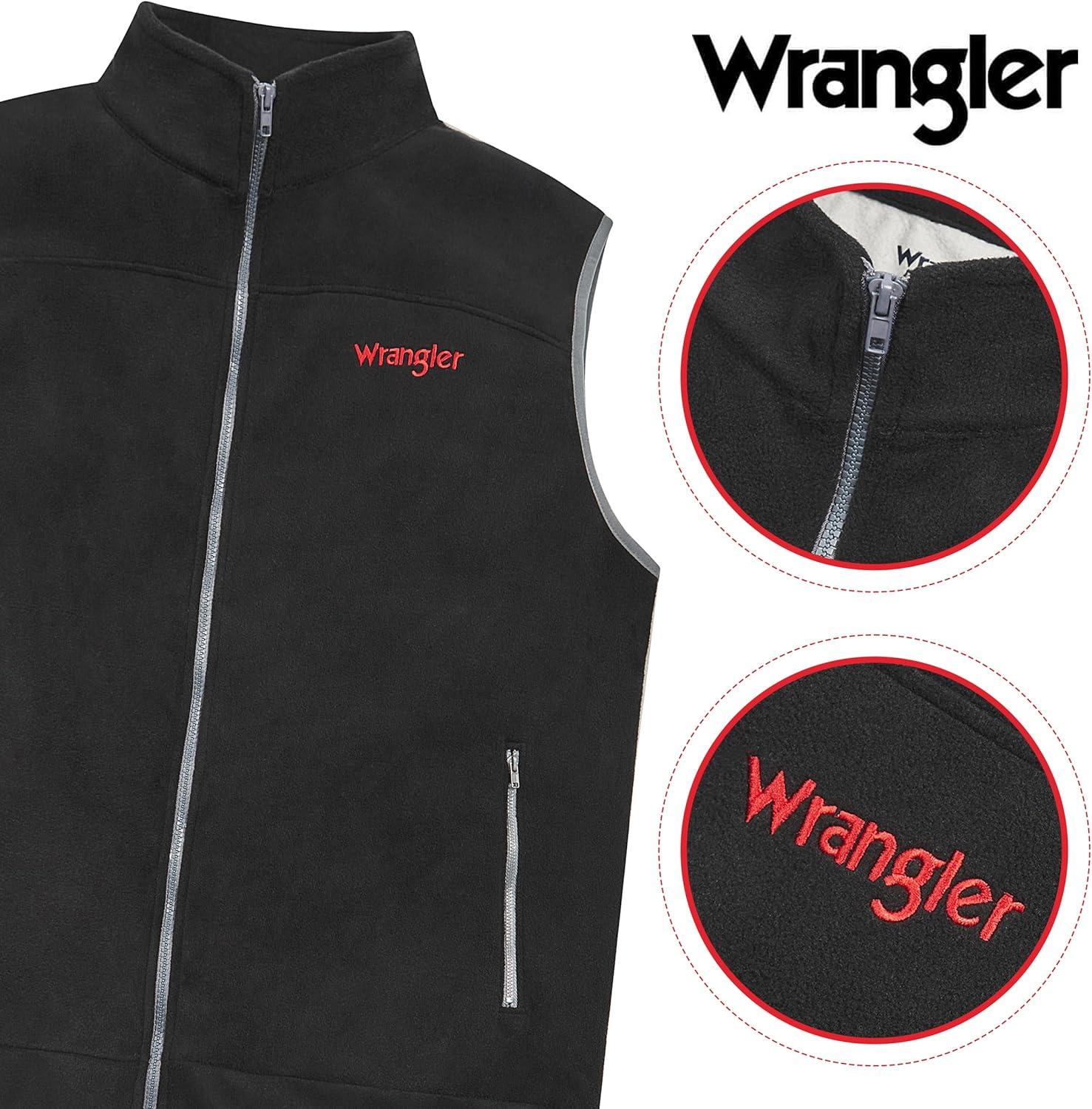 imageWrangler Mens Big and Tall Polar Fleece Zip Up Sleeveless VestBlkLt Grey