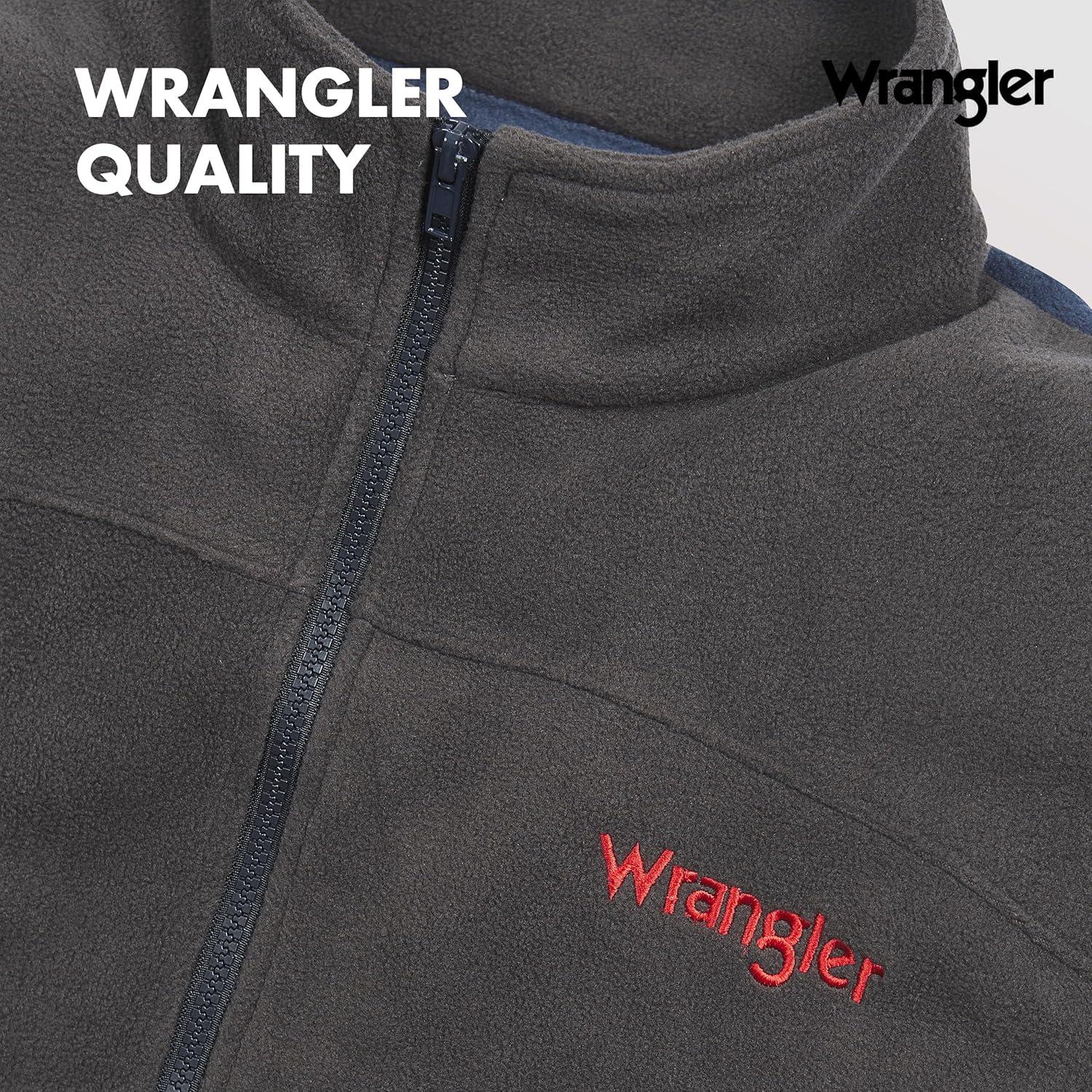 imageWrangler Mens Big and Tall Polar Fleece Zip Up Sleeveless VestCharcoalNavy