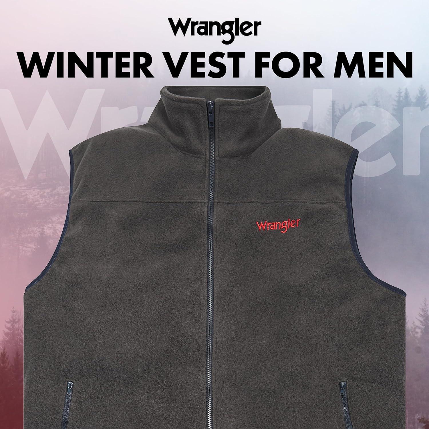 imageWrangler Mens Big and Tall Polar Fleece Zip Up Sleeveless VestCharcoalNavy